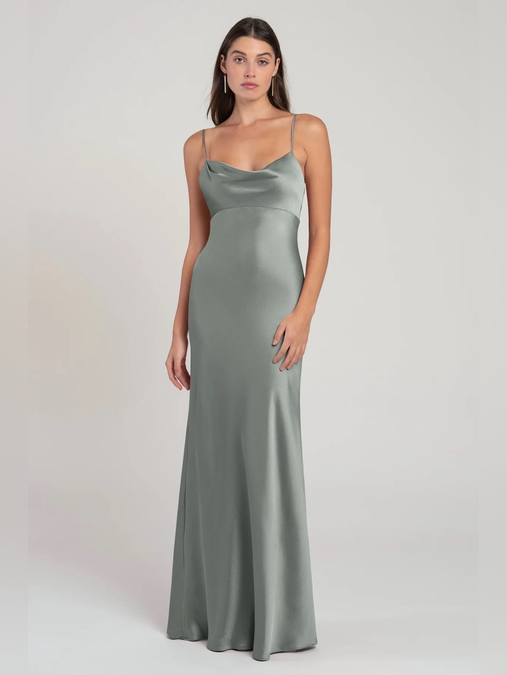 Jenny Yoo Addison Dress in Moss, Long satin dress, evening gown
